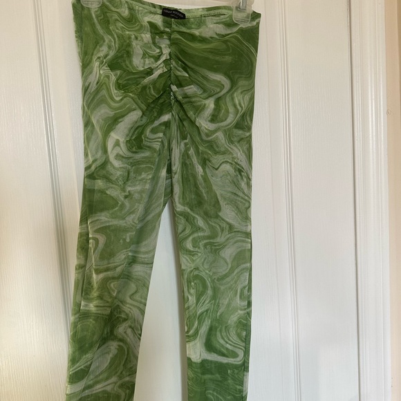 NAKED WARDROBE Vacation Mesh Green Pants - Picture 4 of 10